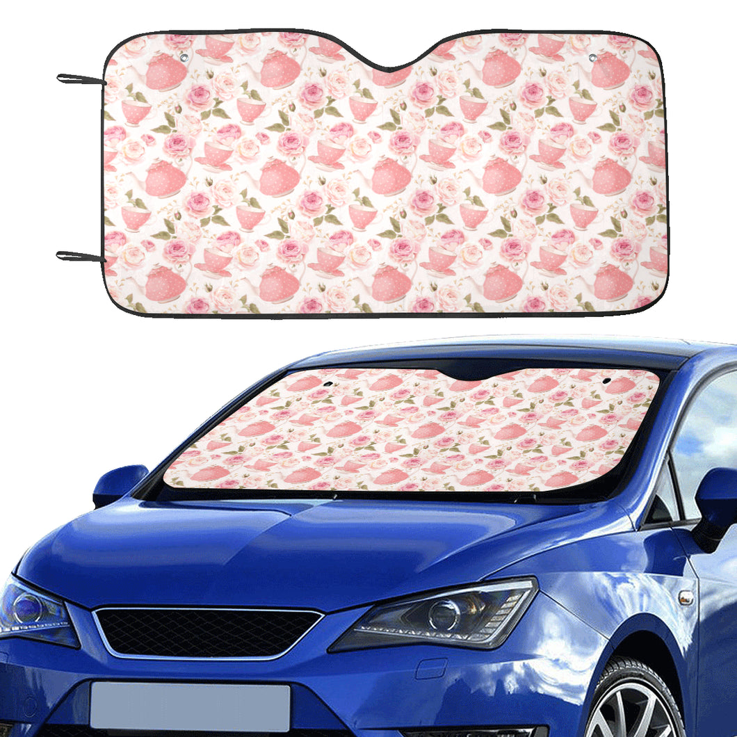 Tea pots Pattern Print Design 04 Car Sun Shade