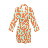 Sausage Pattern Print Design 04 Women's Long Sleeve Belted Night Robe