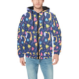 Giraffe Pattern Print Design 04 Men's Padded Hooded Jacket(ModelH42)