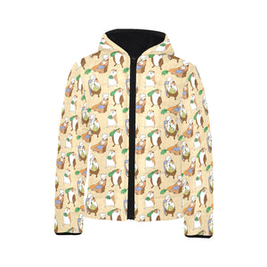 Guinea Pig Pattern Print Design 02 Kids' Boys' Girls' Padded Hooded Jacket