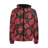 Rose Pattern Print Design 01 Men's Padded Hooded Jacket(ModelH42)