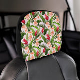 Heliconia Hibiscus Leaves Pattern Car Headrest Cover