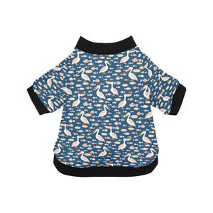 Pelican Pattern Print Design 01 All Over Print Pet Dog Round Neck Fuzzy Shirt