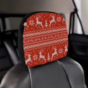 Deer Sweater Printed Red Pattern Car Headrest Cover