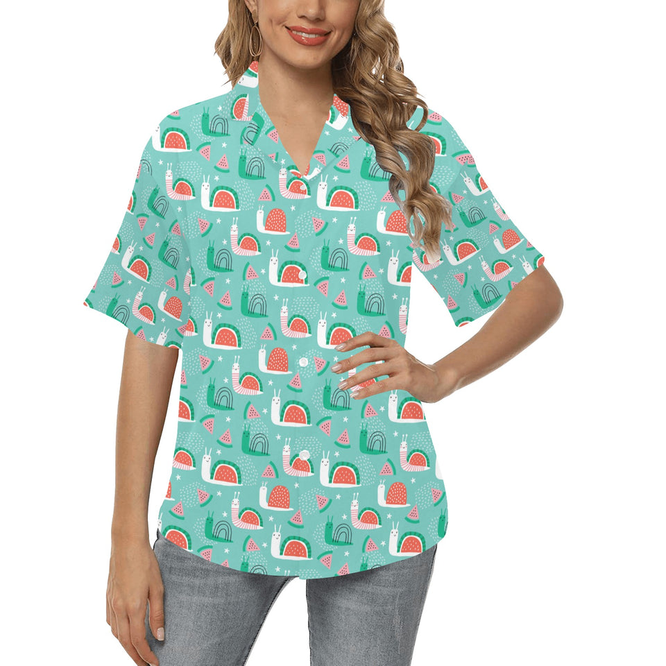 Snail Pattern Print Design 01 Women's All Over Print Hawaiian Shirt