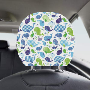 Whale Stripe Dot Pattern Car Headrest Cover