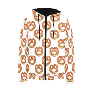 Pretzels Pattern Print Design 03 Men's Padded Hooded Jacket(ModelH42)