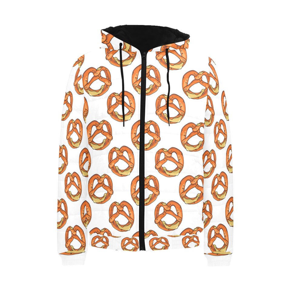 Pretzels Pattern Print Design 03 Men's Padded Hooded Jacket(ModelH42)