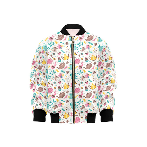 Tea pots Pattern Print Design 05 Kids' Boys' Girls' Bomber Jacket