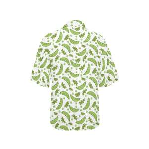 Green Peas Pattern Print Design 02 Women's All Over Print Hawaiian Shirt