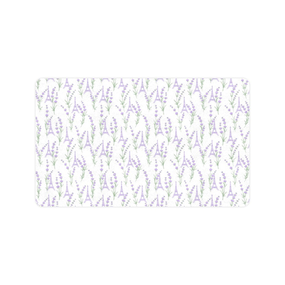 Eiffel Tower Lavender Pattern Print Design 01 Doormat