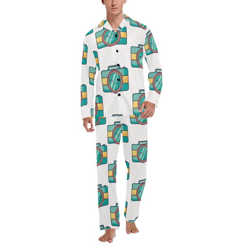 Camera Pattern Print Design 02 Men's Long Pajama Set