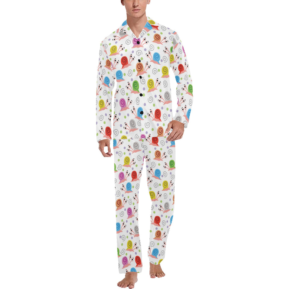 Snail Pattern Print Design 05 Men's Long Pajama Set