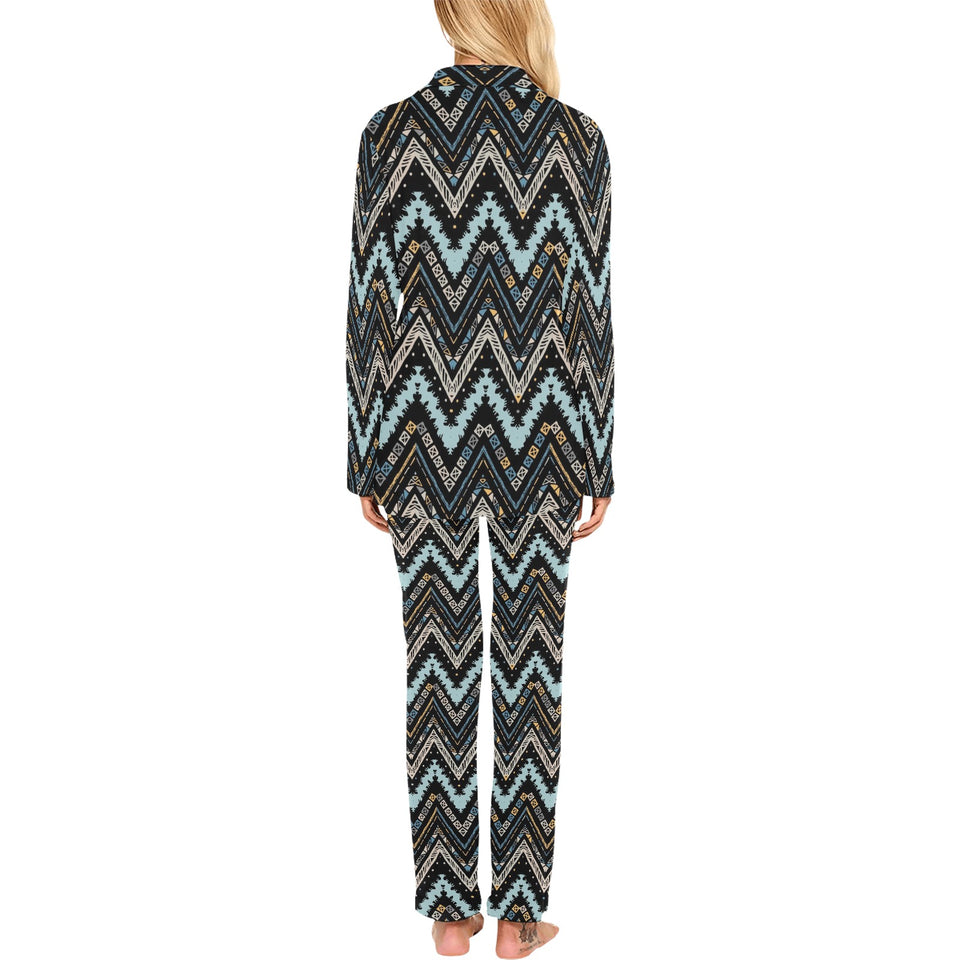 Zigzag Chevron African Afro Dashiki Adinkra Kente Women's Long Pajama Set