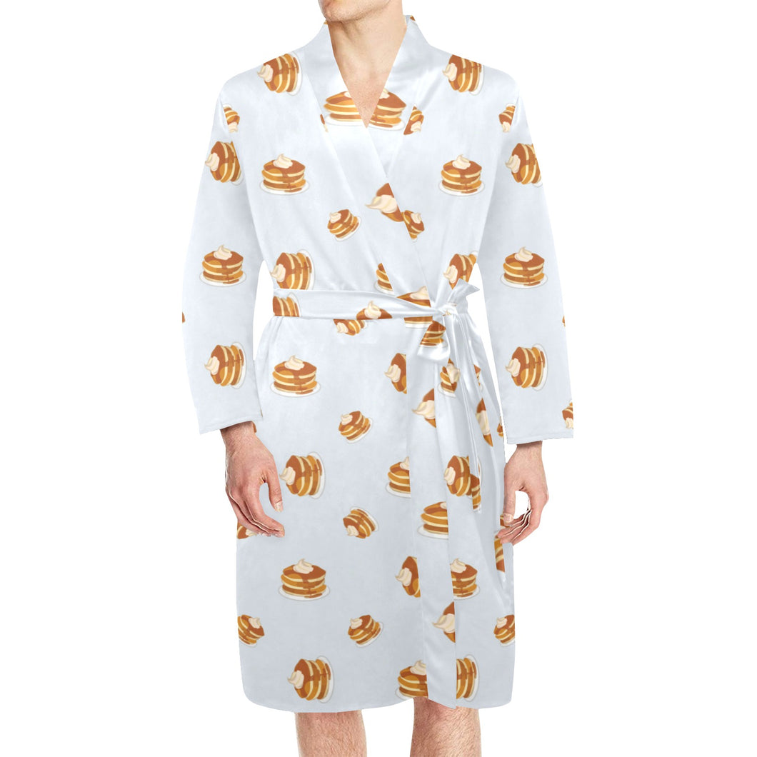 Pancake Pattern Print Design 03 Men's Long Sleeve Belted Night Robe