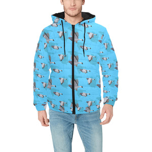 Pigeon Pattern Print Design 05 Men's Padded Hooded Jacket(ModelH42)