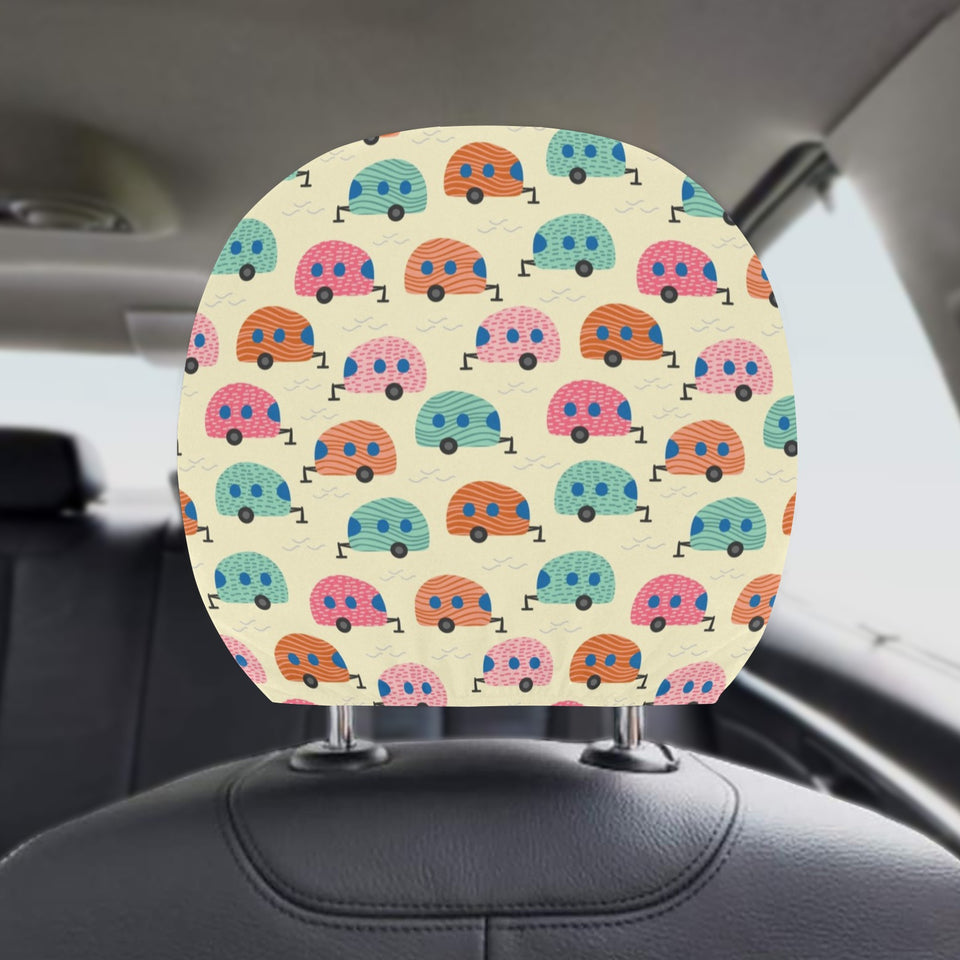 Camper Van Pattern Print Design 04 Car Headrest Cover