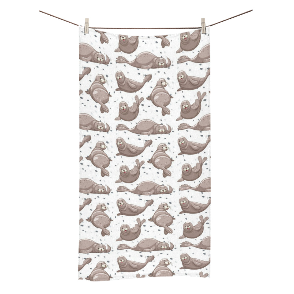 Sea Lion Pattern Background Bath Towel