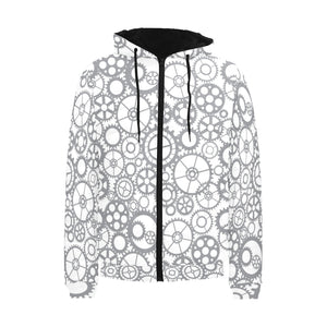 Gear Pattern Print Design 05 Men's Padded Hooded Jacket(ModelH42)