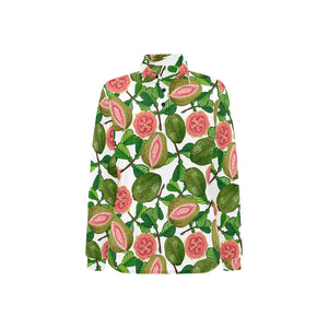 Guava Leaves Pattern Women's Long Sleeve Polo Shirt