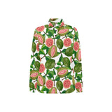 Guava Leaves Pattern Women's Long Sleeve Polo Shirt