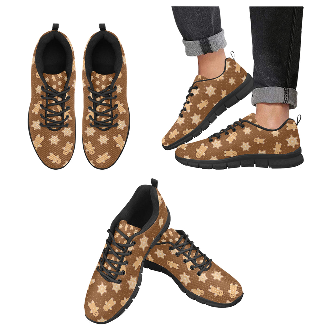 Christmas Gingerbread Cookie Pattern Men's Sneakers Black