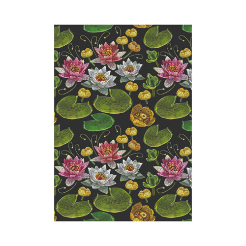Lotus Waterlily Flower Pattern Background House Flag Garden Flag