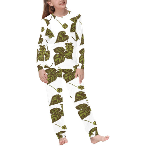 Hop Leaves Pattern Kids' Boys' Girls' All Over Print Pajama Set