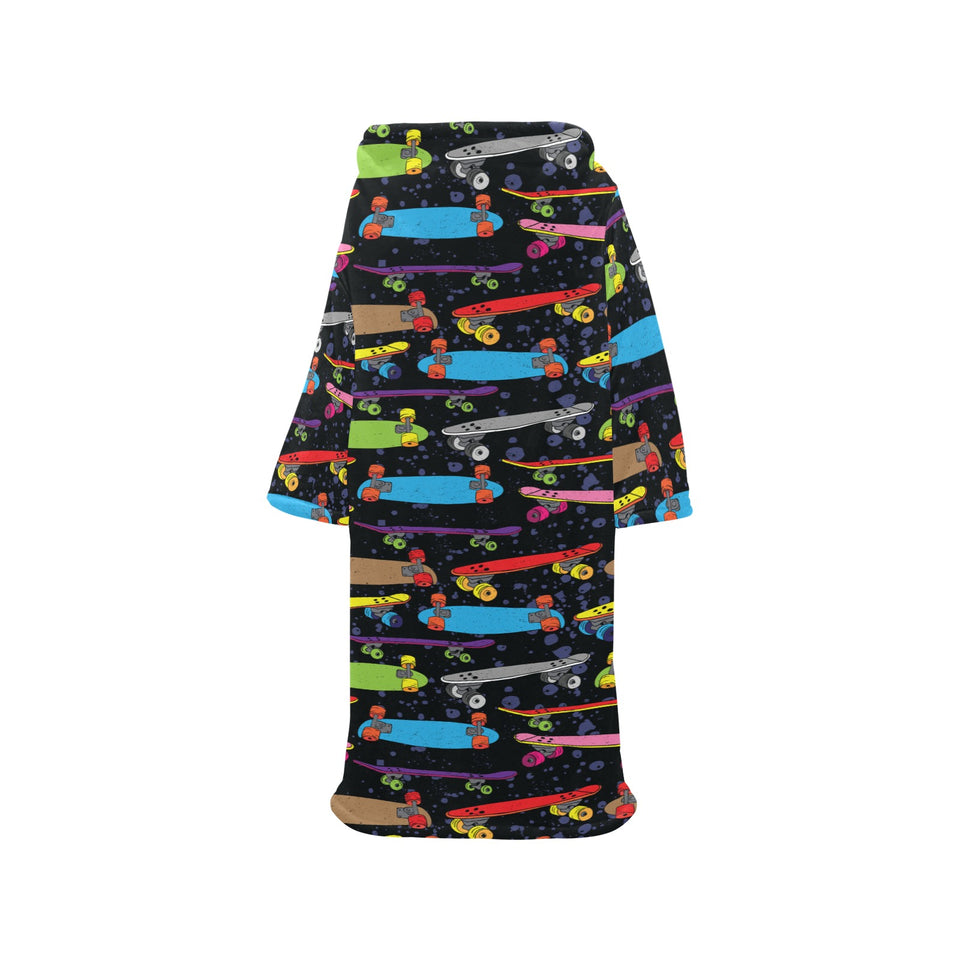 Skate Board Pattern Print Design 03 Blanket Robe with Sleeves