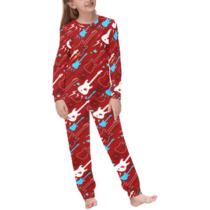 Electical Guitar Red Pattern Kids' Boys' Girls' All Over Print Pajama Set