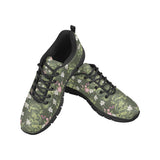 Green Dragon Rose Flower Pattern Men's Sneakers Black