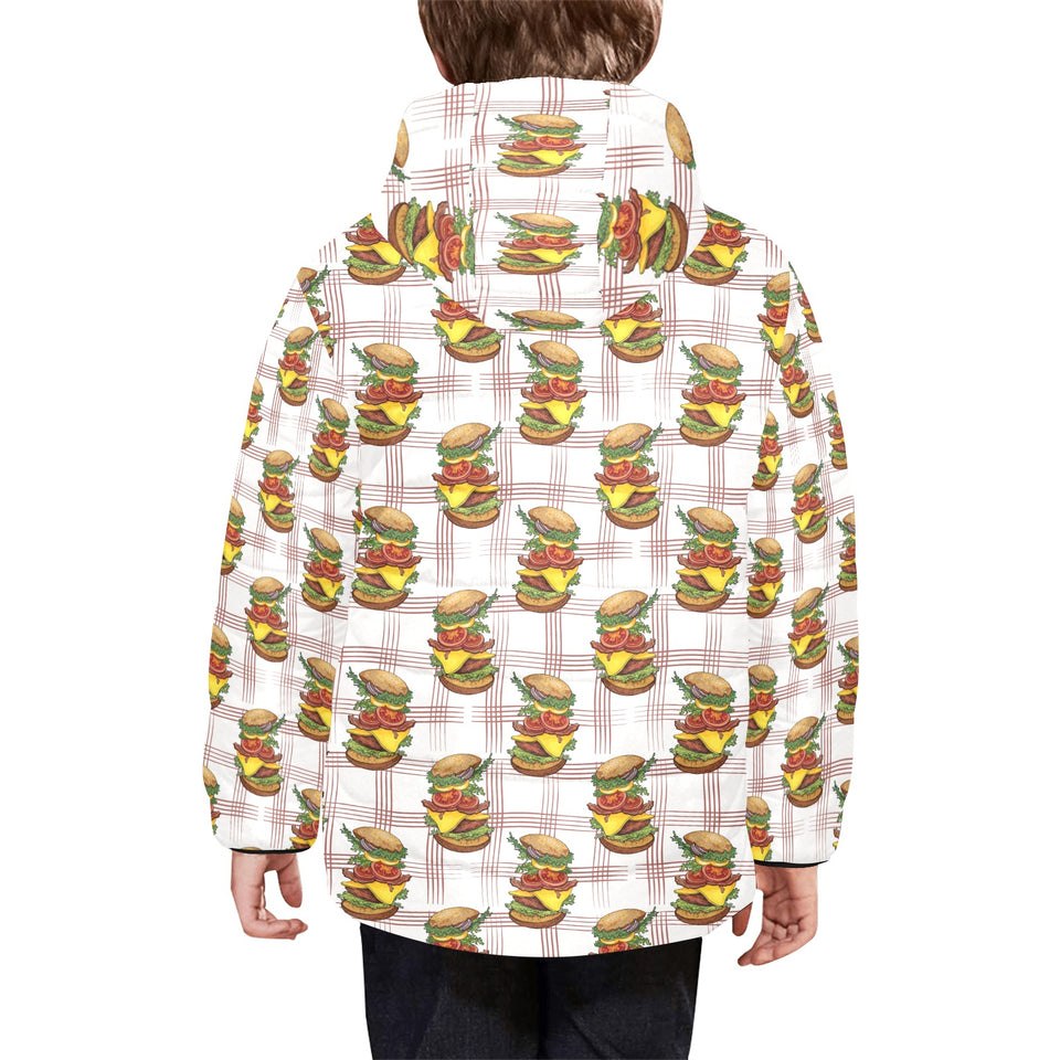 Hamburger Pattern Print Design 03 Kids' Boys' Girls' Padded Hooded Jacket