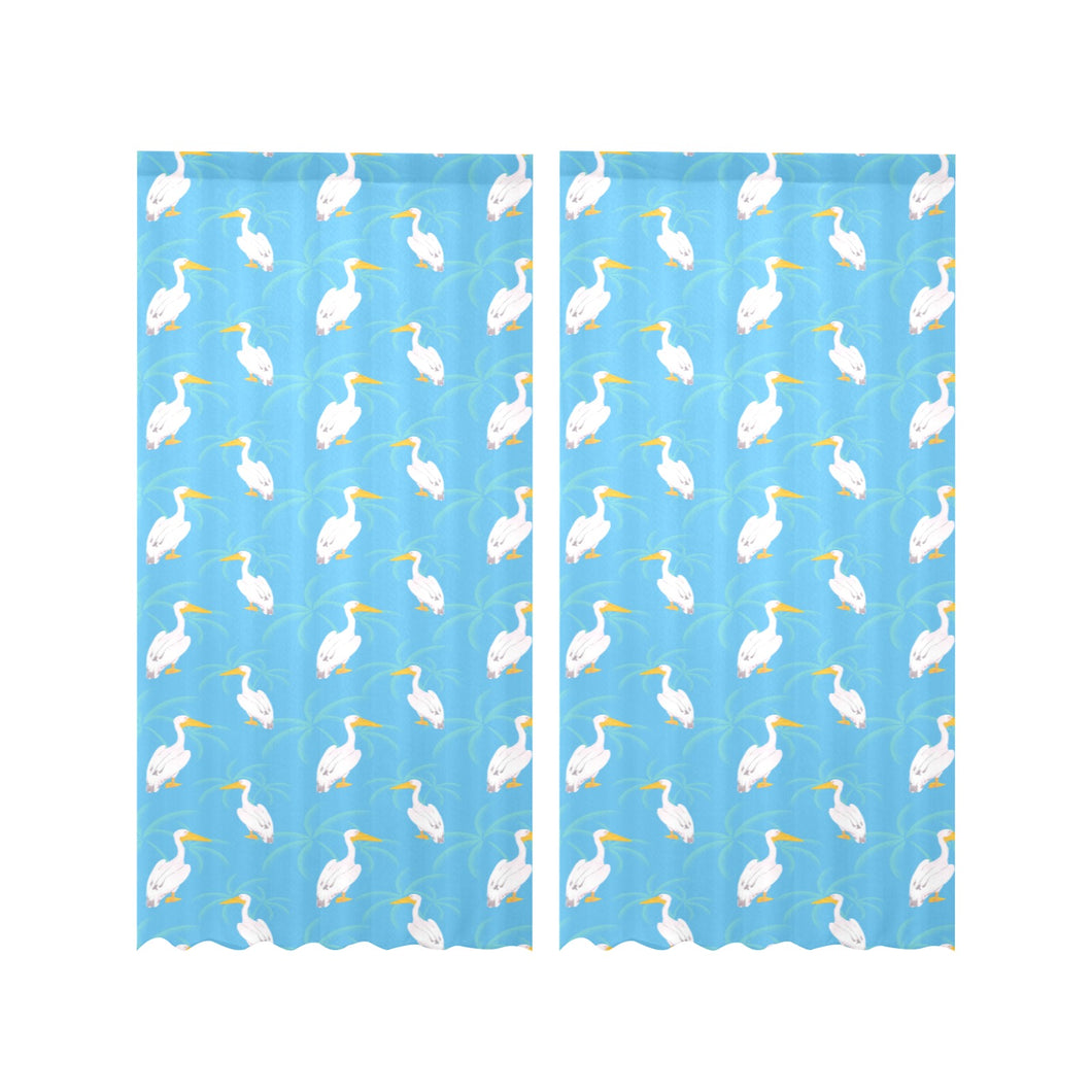 Pelican Pattern Print Design 02 Gauze Curtain