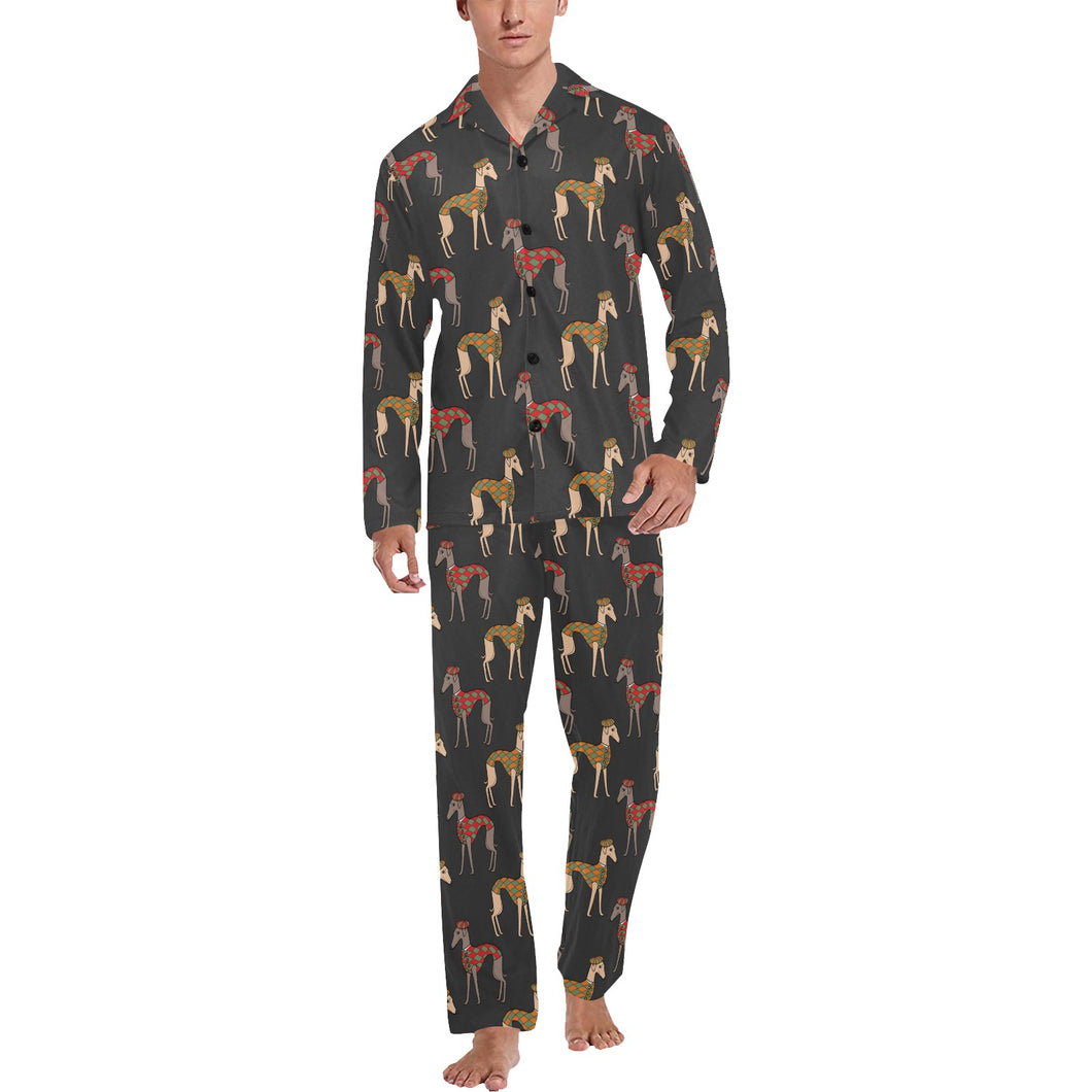 Greyhound Pattern Print Design 01 Men's Long Pajama Set