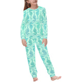 Seahorse Green Pattern Kids' Boys' Girls' All Over Print Pajama Set