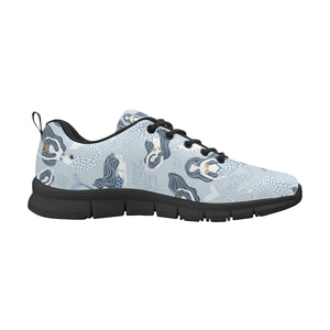 Mermaid Dolphin Pattern Men's Sneakers Black