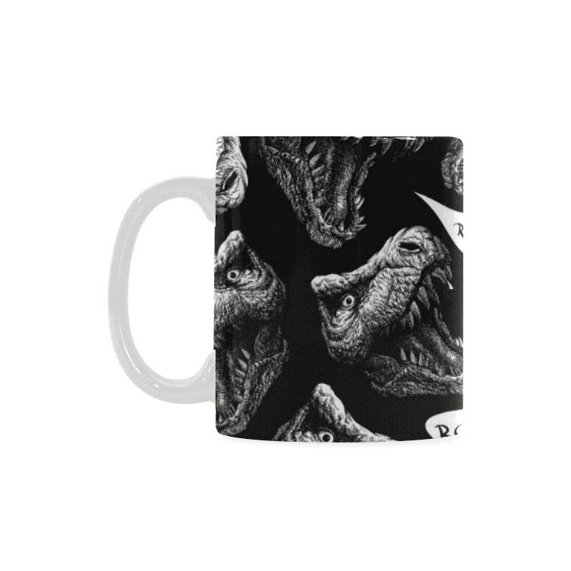 Dinosaur T-rex Head Pattern Classical White Mug (FulFilled In US)