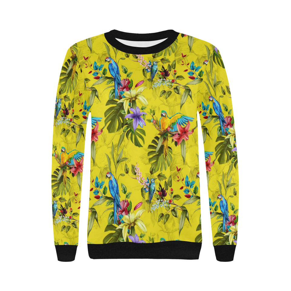Colorful Parrot Pattern Women's Crew Neck Sweatshirt