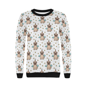 Unicorn Pug Pattern Women's Crew Neck Sweatshirt