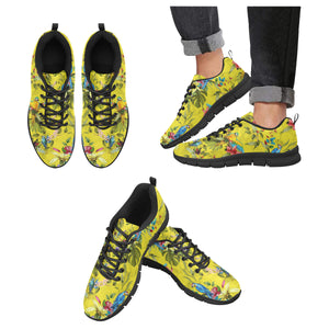 Colorful Parrot Pattern Men's Sneakers Black