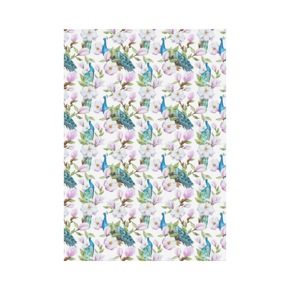 Peacock Pink Flower Pattern House Flag Garden Flag