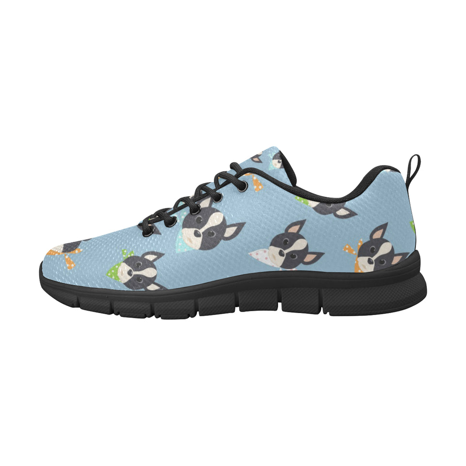 Cute Boston Terrier Pattern Men's Sneakers Black