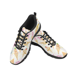 Ice Cream Cone Pattern Background Men's Sneakers Black