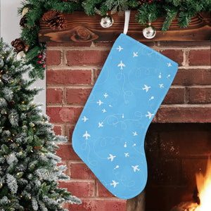 Airplane Pattern Blue Background Christmas Stocking