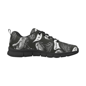 Dinosaur T-rex Head Pattern Men's Sneakers Black