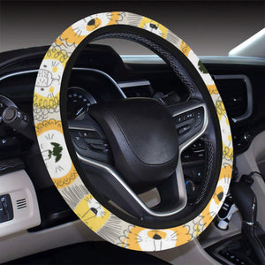 Lion Pattern Print Design 04 Car Steering Wheel Cover