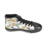 Zebra Hibiscus Pattern Men's High Top Canvas Shoes Black