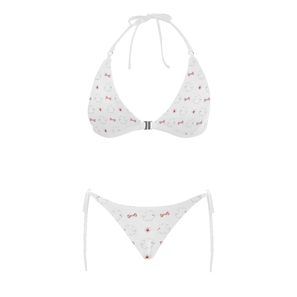 White Pomeranian Pattern Sexy Bikinis Two-Pieces Swimsuits