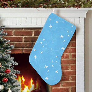 Airplane Pattern Blue Background Christmas Stocking