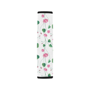 Pink Lotus Waterlily Flower Pattern Car Seat Belt Cover